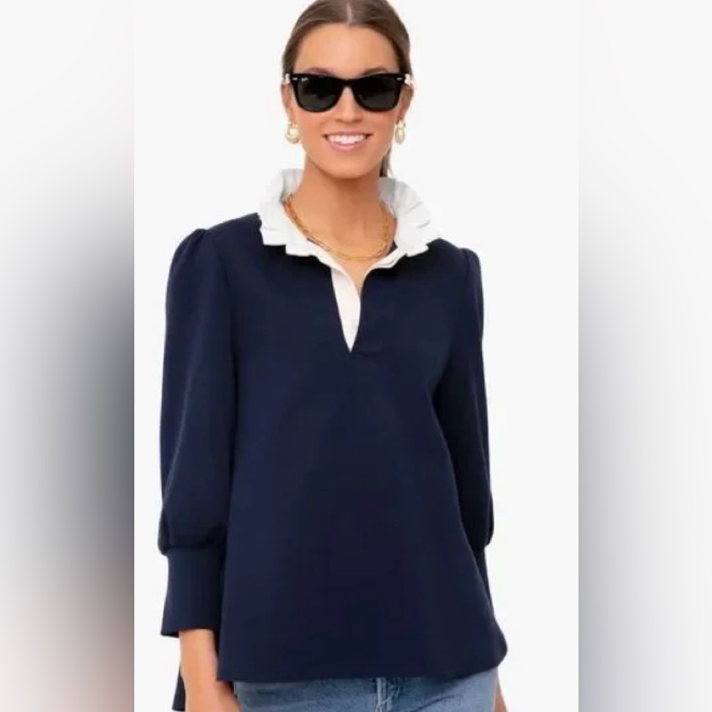 Tuckernuck Navy Charlotte Terry Top POMANDER PLACE size XL EUC